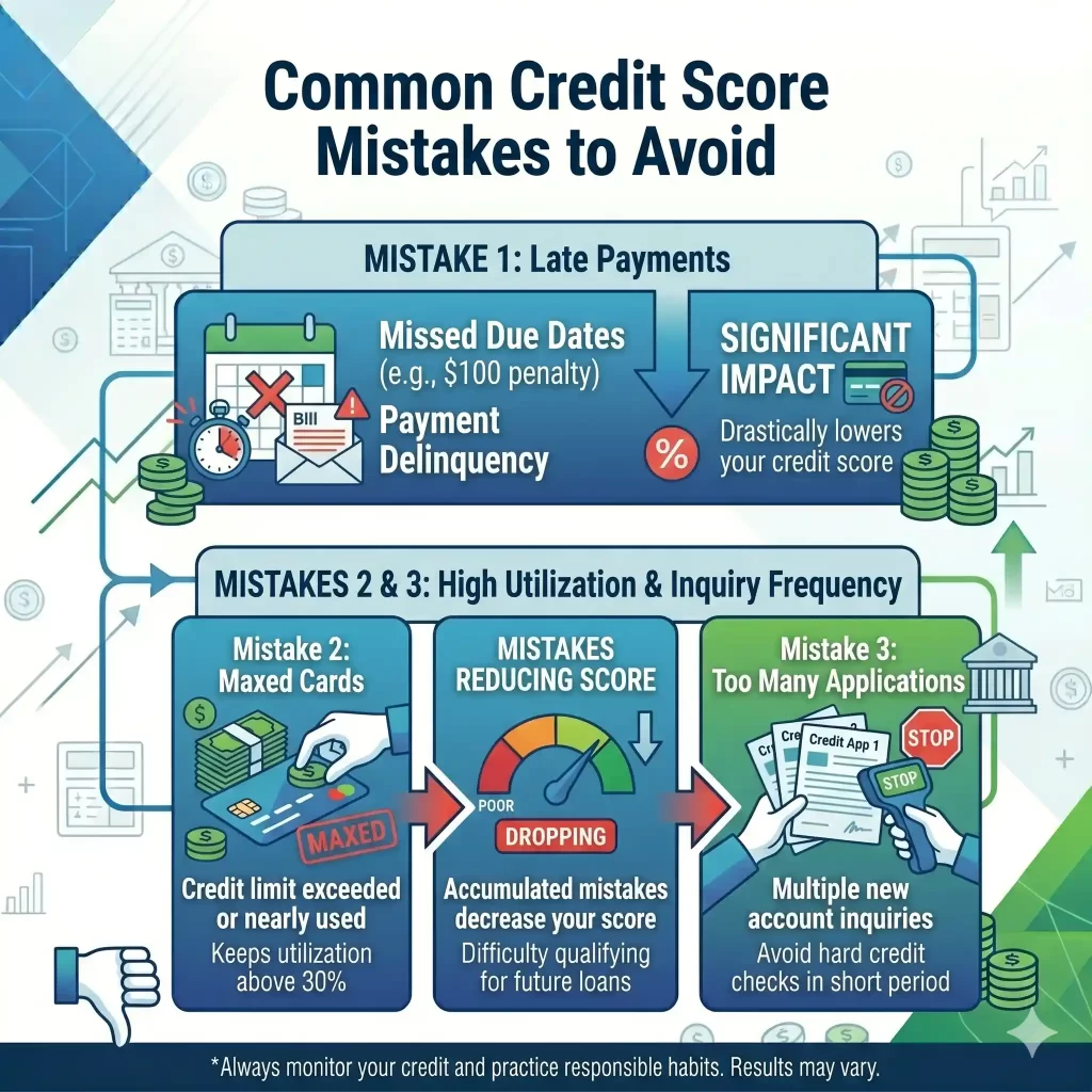 common mistakes that lower credit score USA