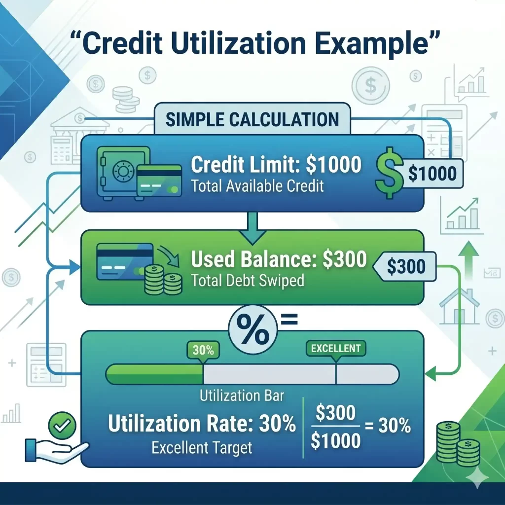 credit utilization example 30 percent explained USA
