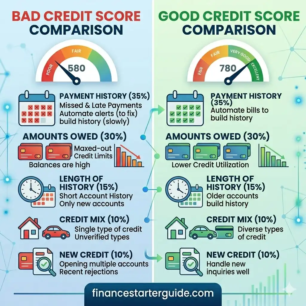 good vs bad credit score comparison