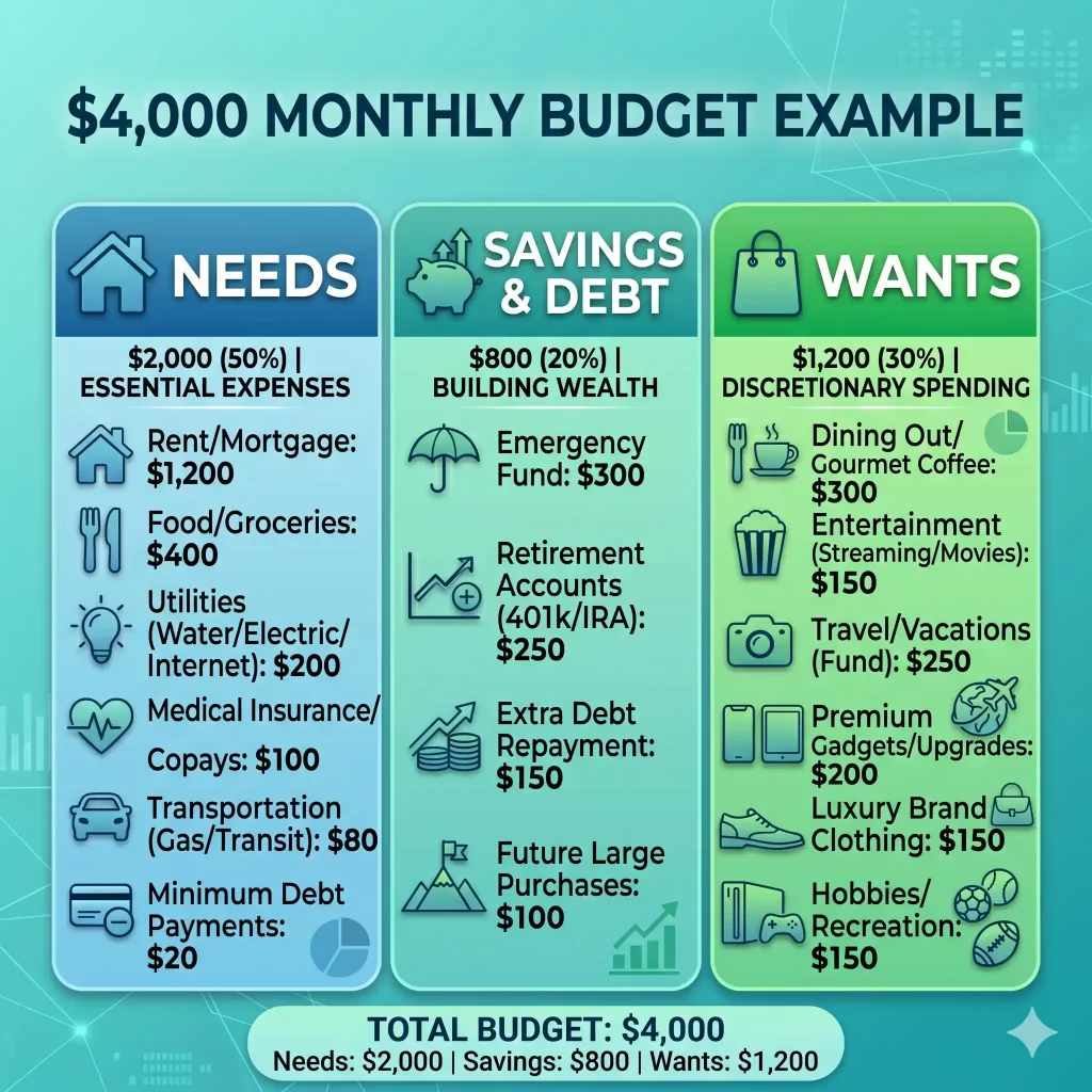 4000 dollar monthly budget example USA