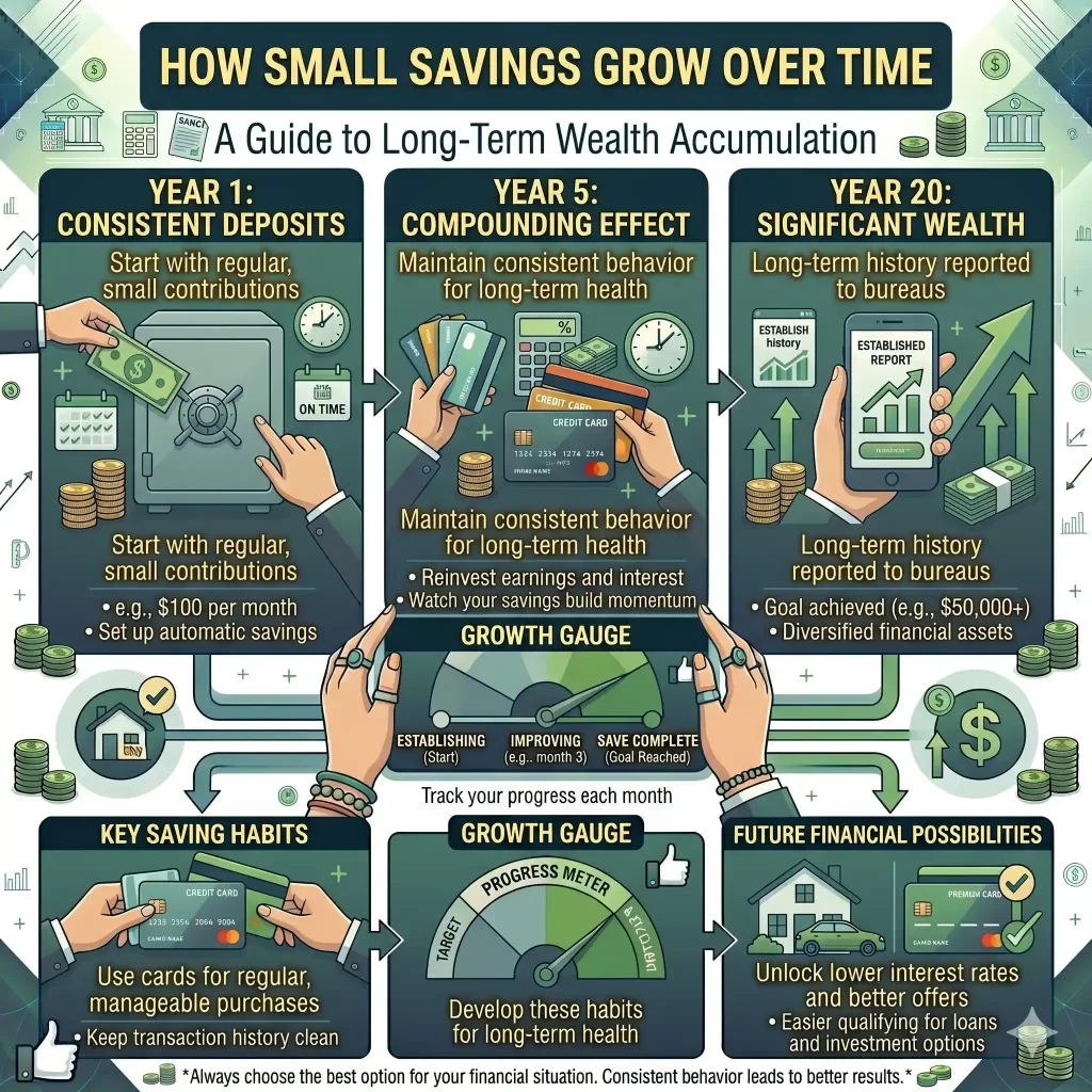 small savings growth timeline USA