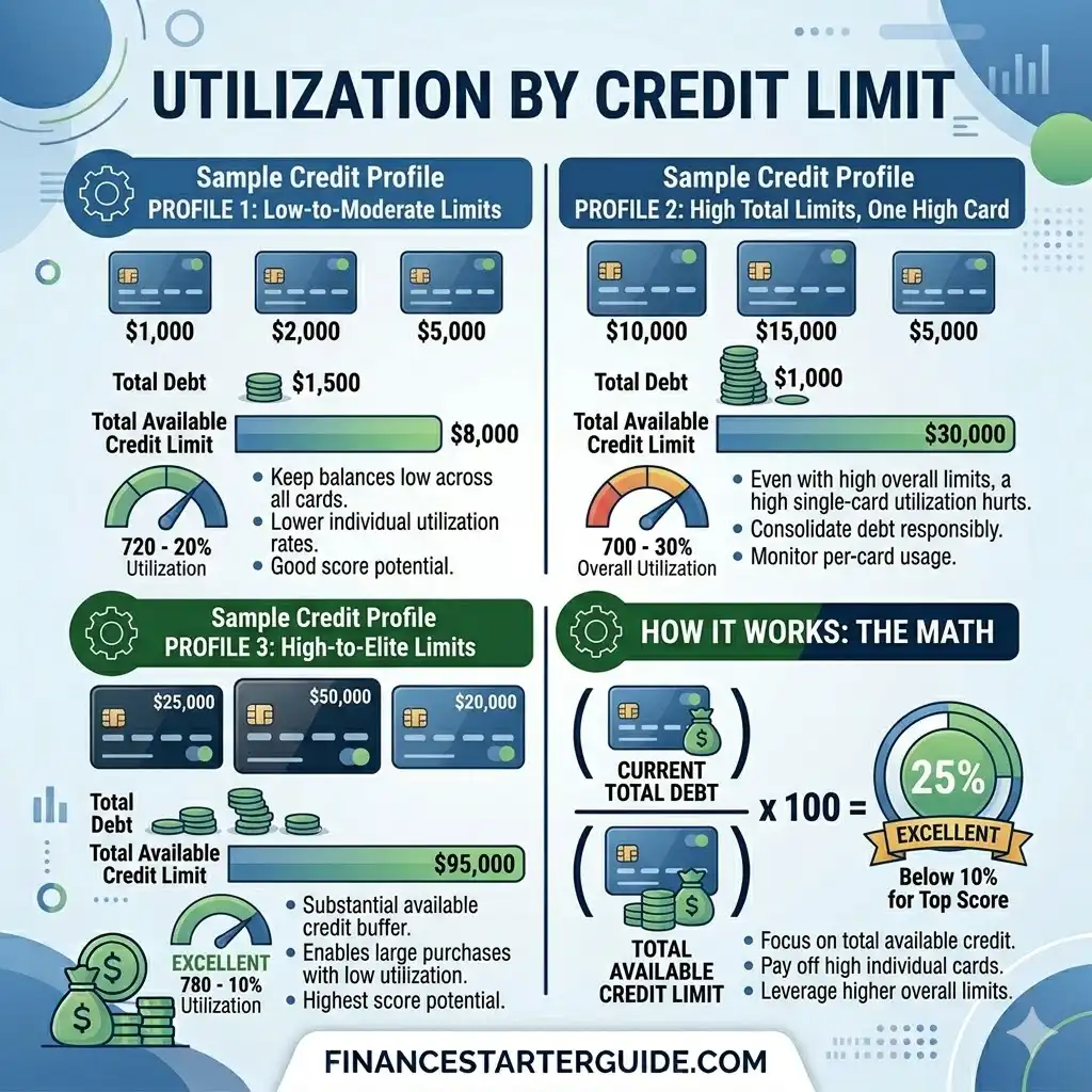 credit utilization by limit examples