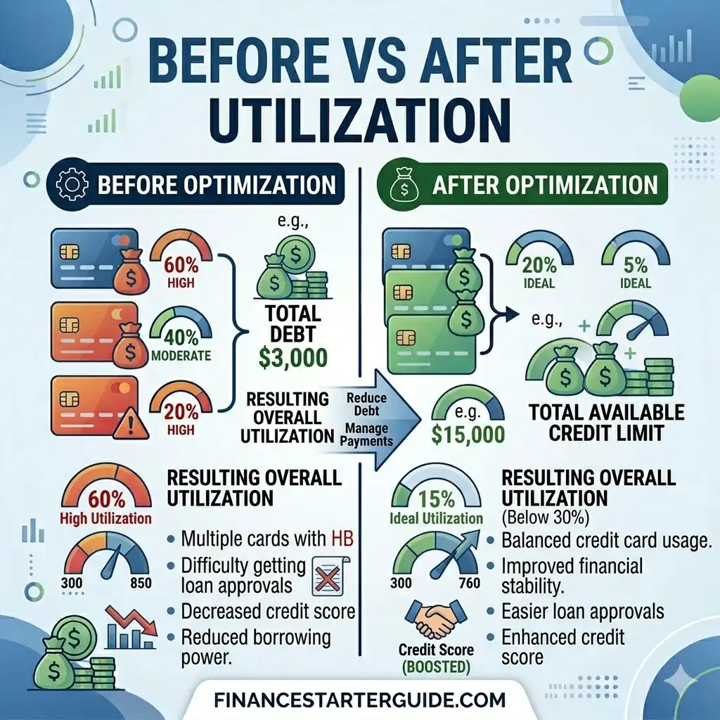 credit utilization before after example