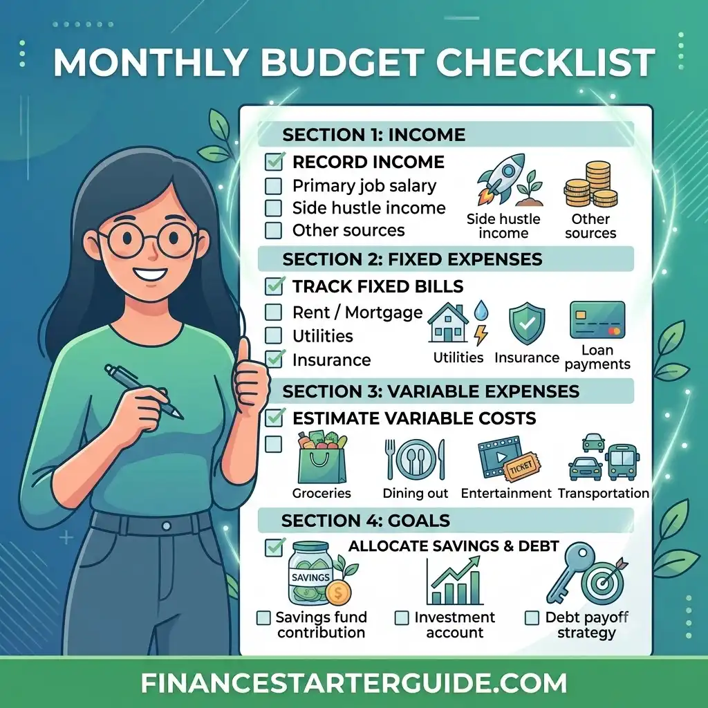 monthly budget checklist