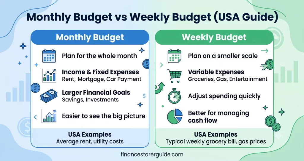 monthly budget vs weekly budget comparison
