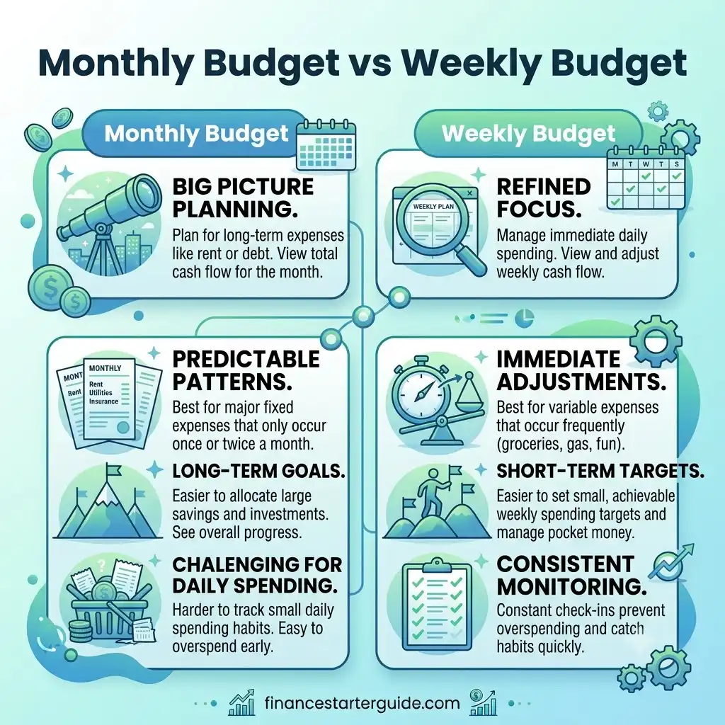 monthly budget vs weekly budget comparison chart
